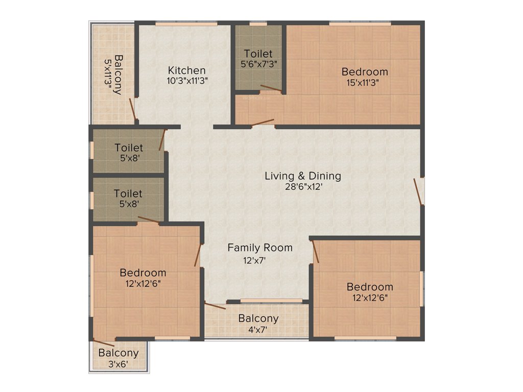 Krishna Krishe Valley (3BHK+3T (1,926 sq ft) 1926 sq ft)
