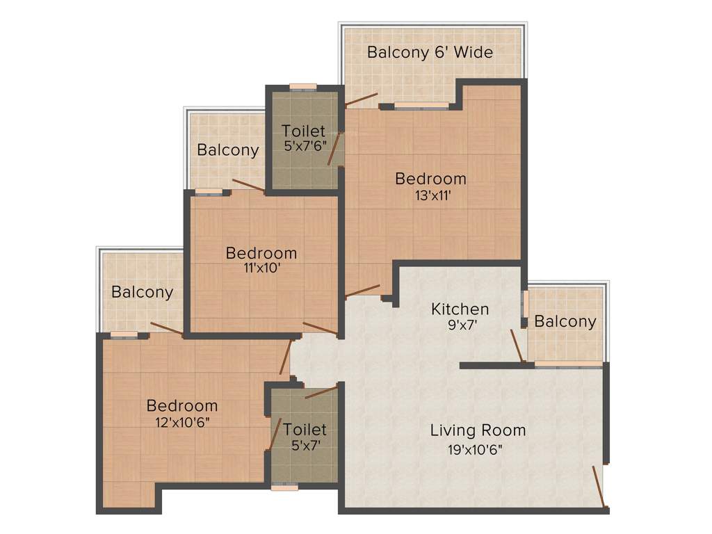 Habitech Panch Tatva (3BHK+2T (1,325 sq ft) 1325 sq ft)
