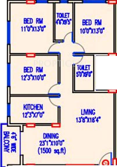 Jain Dream Palazzo (3BHK+2T (1,500 sq ft) 1500 sq ft)