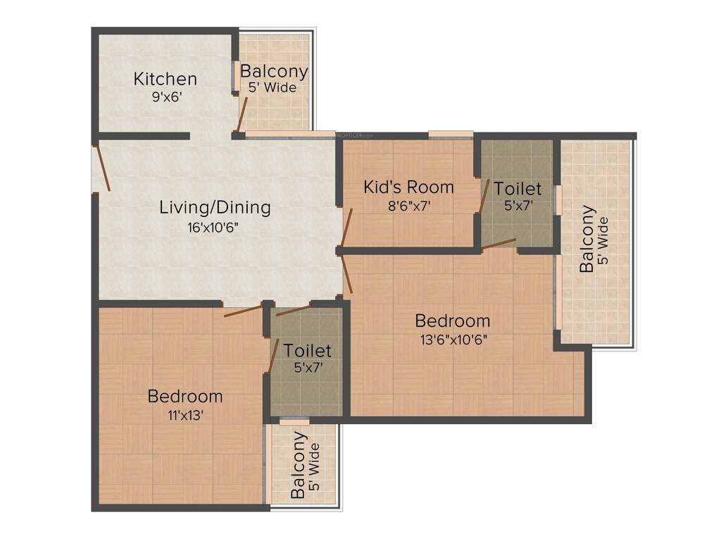 Himalaya Pride (2BHK+2T (1,127 sq ft) Study Room 1127 sq ft)
