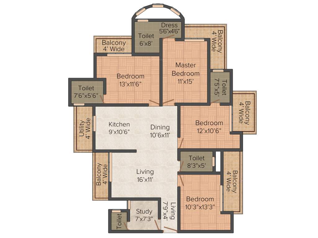 Supercity Mayfair Residency (4BHK+5T (2,285 sq ft) 2285 sq ft)