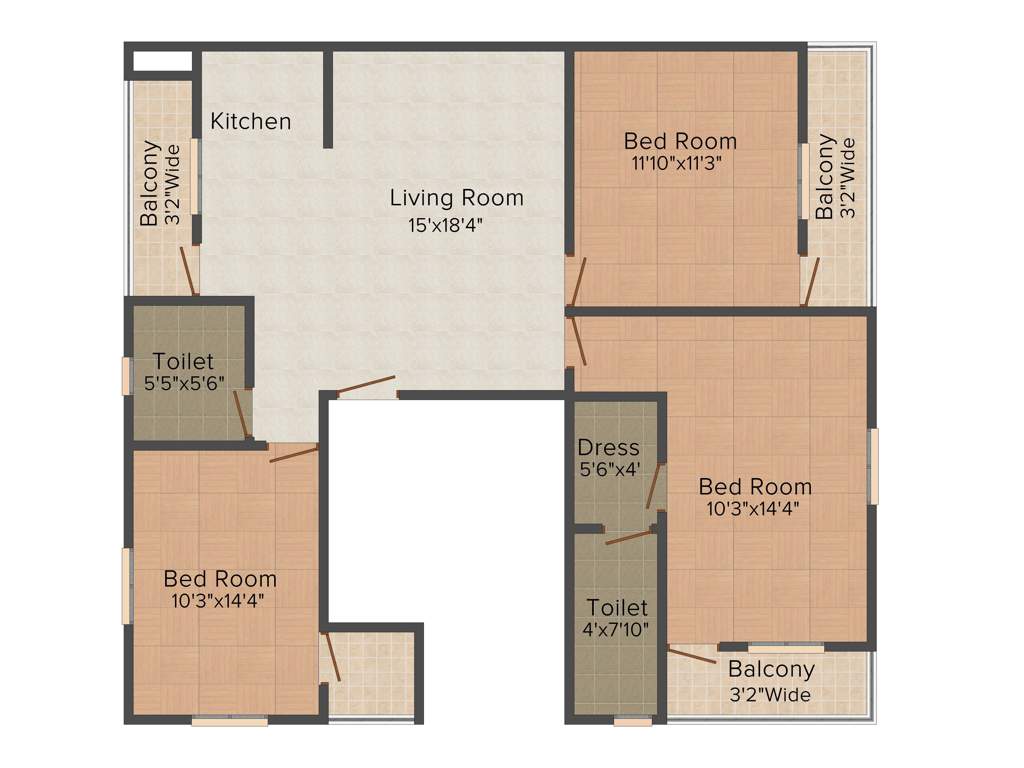 Mounthill Breeze (3BHK+2T (1,568 sq ft) 1568 sq ft)