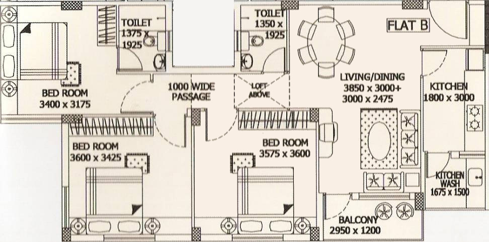 Merlin Sapphire (3BHK+2T (1,268 sq ft) 1268 sq ft) Merlin Sapphire (3BHK+2T (1,268 sq ft) 1268 sq ft)