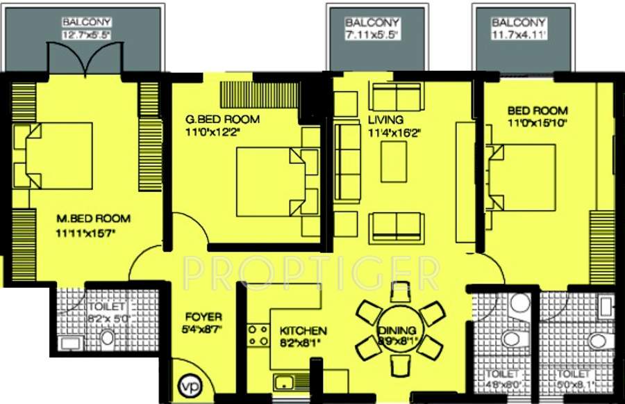 Alpine Viva (3BHK+3T (1,686 sq ft) 1686 sq ft)