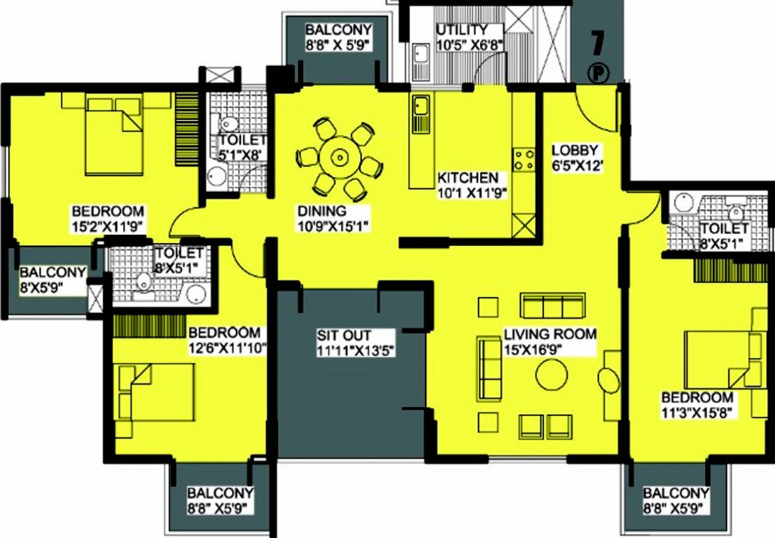 Alpine Viva (3BHK+3T (2,220 sq ft) 2220 sq ft)