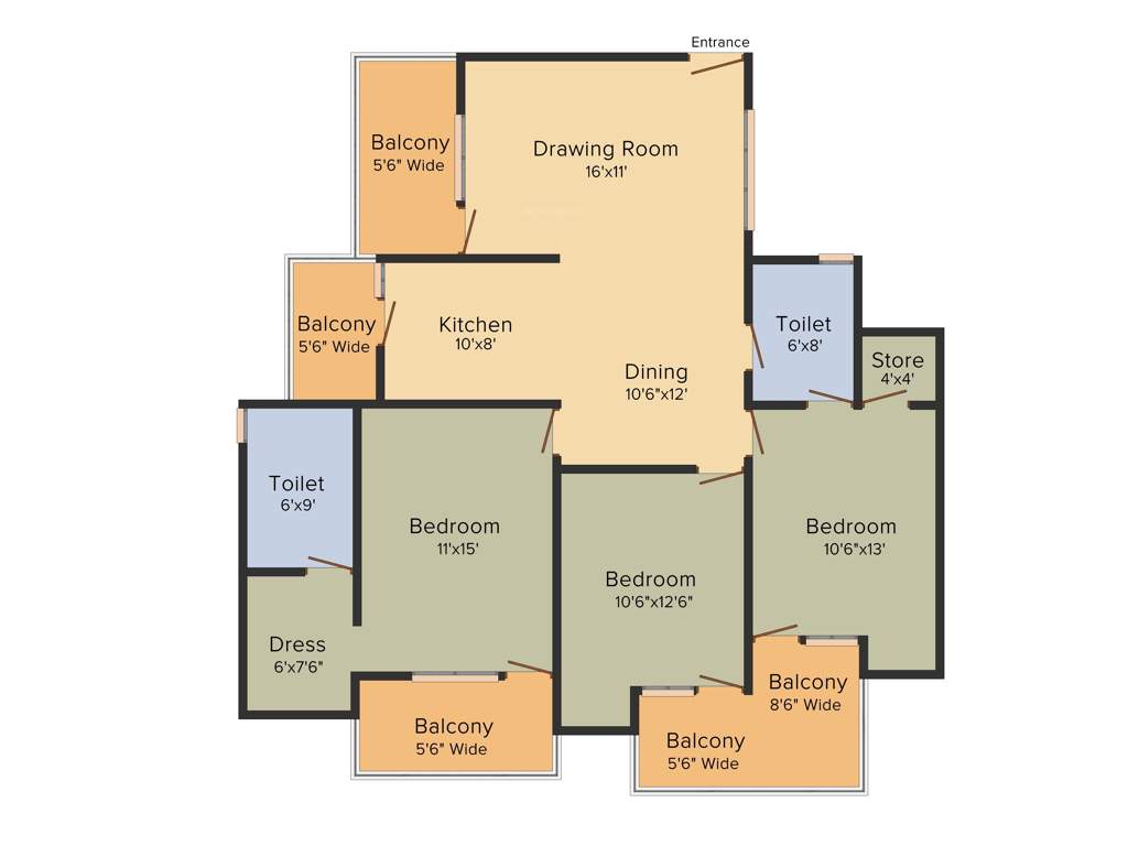 Ajnara Pride (3BHK+2T (1,720 sq ft) 1720 sq ft)