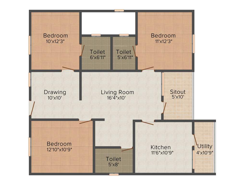 Modi Mayflower Heights (3BHK+3T (1,425 sq ft) 1425 sq ft)