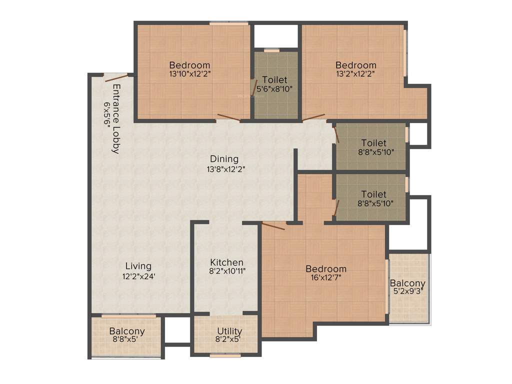 Salarpuria Sattva Senorita (3BHK+3T (1,917 sq ft) 1917 sq ft)