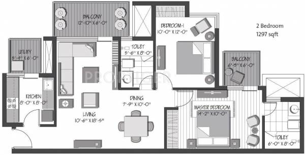 Orris Greenopolis (2BHK+2T (1,297 sq ft) 1297 sq ft)