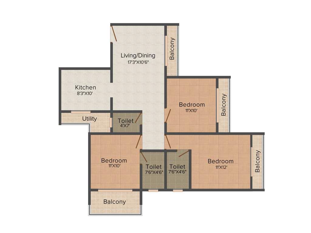 National Marvel (3BHK+3T (1,410 sq ft) 1410 sq ft)