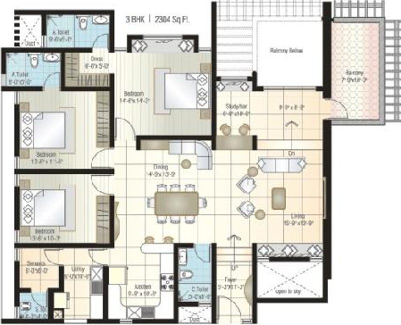Bairavi Cruz Luxor (3BHK+3T (2,304 sq ft) + Servant Room 2304 sq ft)