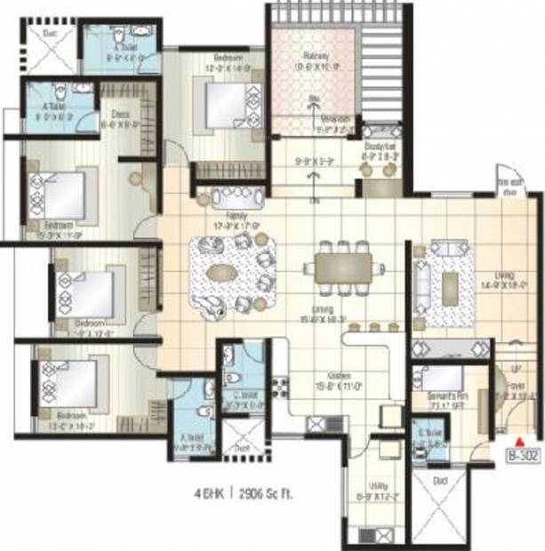 Bairavi Cruz Luxor (4BHK+4T (2,906 sq ft) + Servant Room 2906 sq ft)