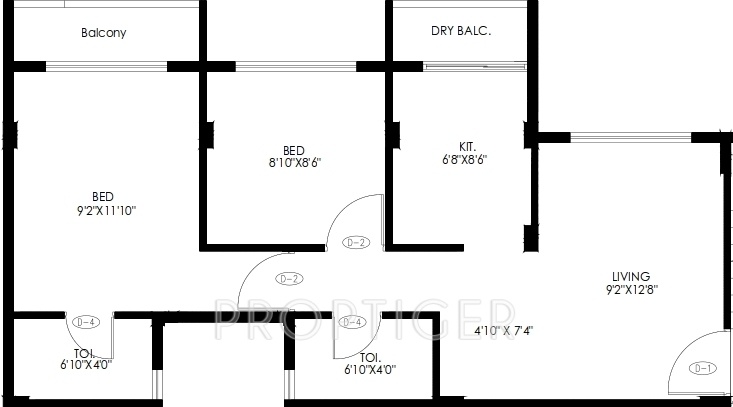 Poddar Samruddhi Evergreens (2BHK+2T (848 sq ft) 848 sq ft)