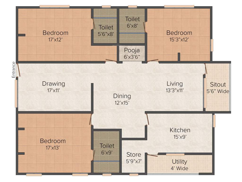 DSR Aditya DSR Lake Side (3BHK+3T (2,260 sq ft)   Pooja Room 2260 sq ft)
