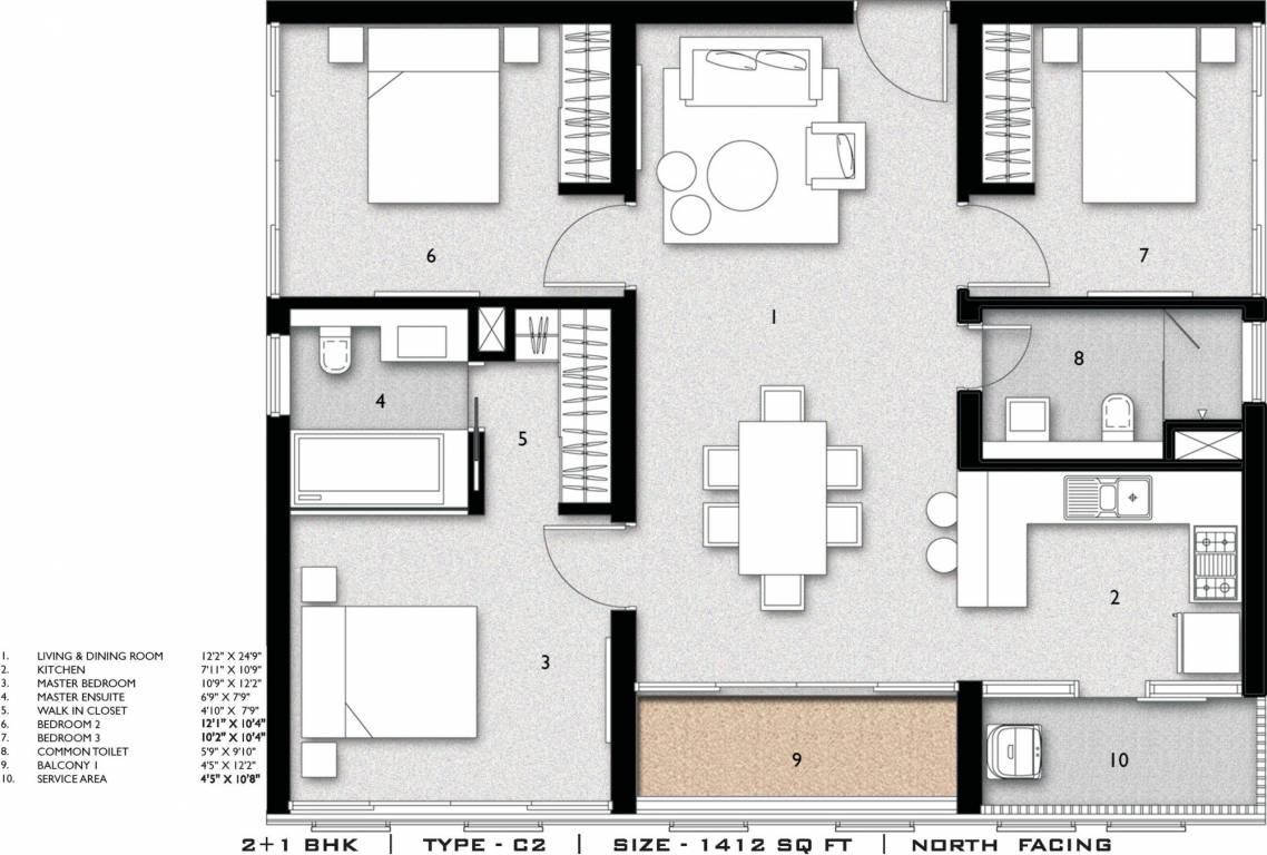 Aliens Space Station Township (3BHK+2T (1,412 sq ft) 1412 sq ft)