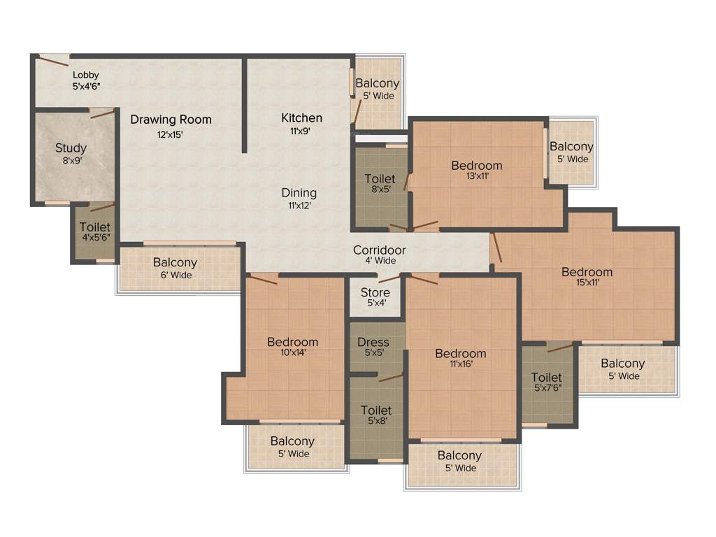 Civitech Sampriti (4BHK+4T (2,380 sq ft) 2380 sq ft)