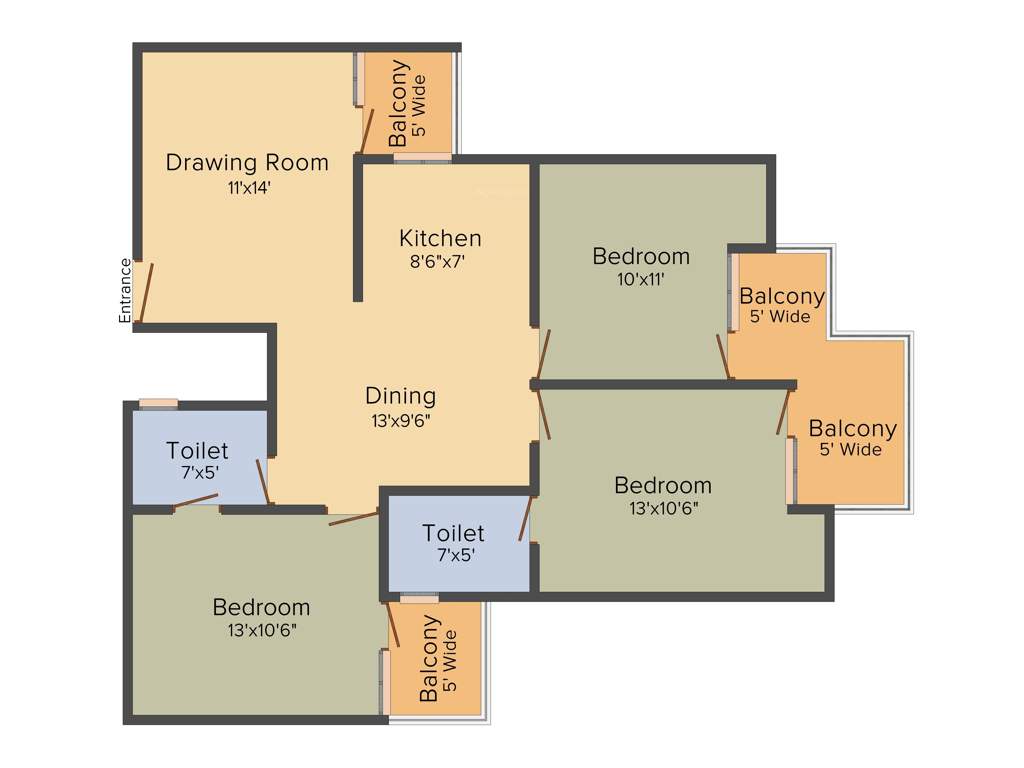 JKG Palm Court (3BHK+2T (1,395 sq ft) 1395 sq ft)
