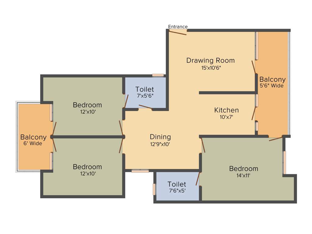 JKG Palm Court (3BHK+3T (1,520 sq ft) 1520 sq ft)