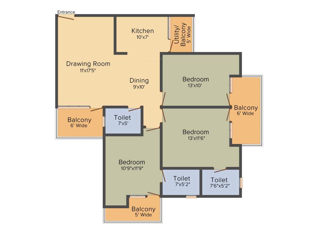 JKG Palm Court (3BHK+3T (1,635 sq ft) 1635 sq ft)