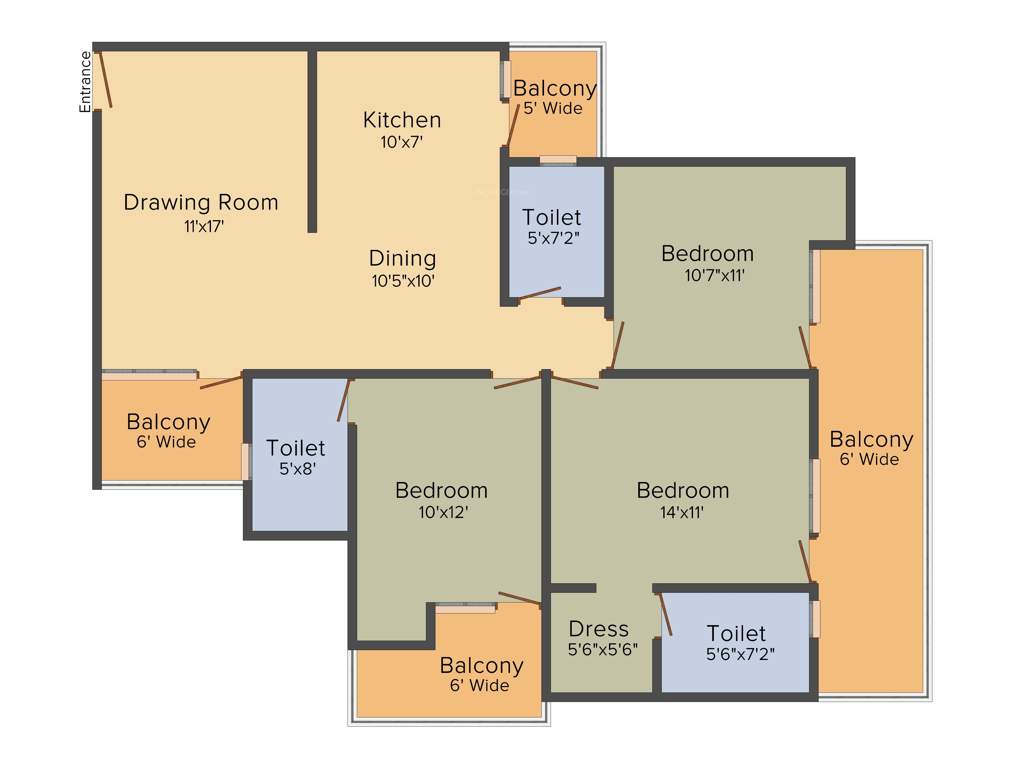 JKG Palm Court (3BHK+3T (1,765 sq ft) 1765 sq ft)