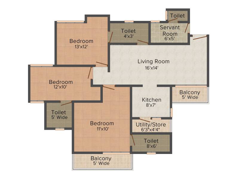 Today Homes Ridge Residency (3BHK+4T (1,720 sq ft)   Servant Room 1720 sq ft)