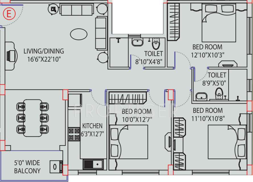 Space Clubtown Gardens (3BHK+2T (1,364 sq ft) 1364 sq ft)