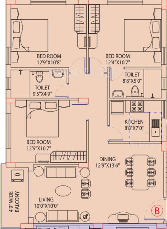 Space Clubtown Gardens (3BHK+2T (1,298 sq ft) 1298 sq ft) Space Clubtown Gardens (3BHK+2T (1,298 sq ft) 1298 sq ft)