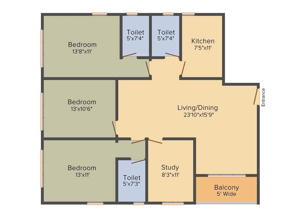 Space Club Town Gateway (3BHK+3T (1,835 sq ft)   Study Room 1835 sq ft)