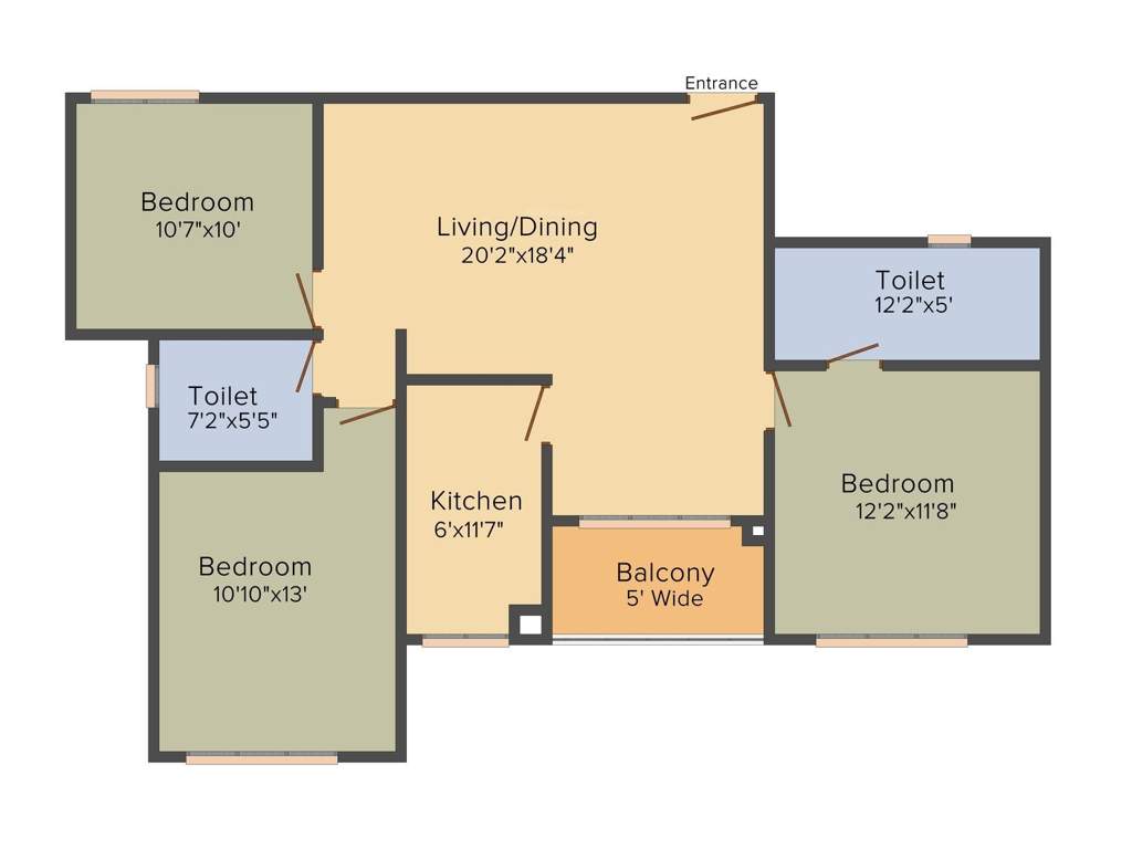 Space Club Town Gateway (3BHK+2T (1,391 sq ft) 1391 sq ft)