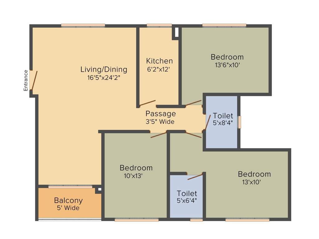 Space Club Town Gateway (3BHK+2T (1,526 sq ft) 1526 sq ft)