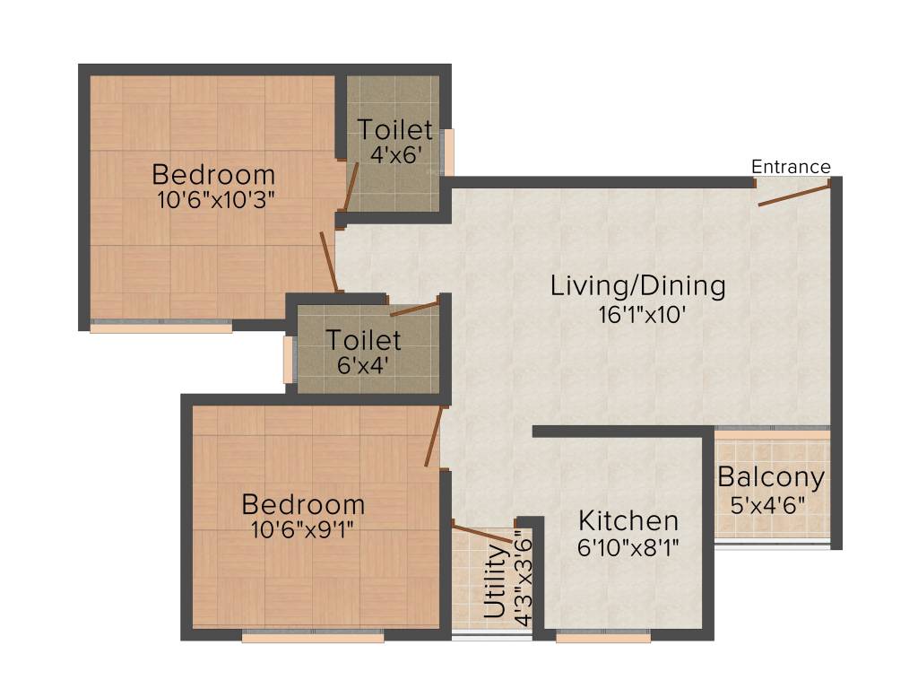 Adani Pratham (2BHK+2T (903 sq ft) 903 sq ft)