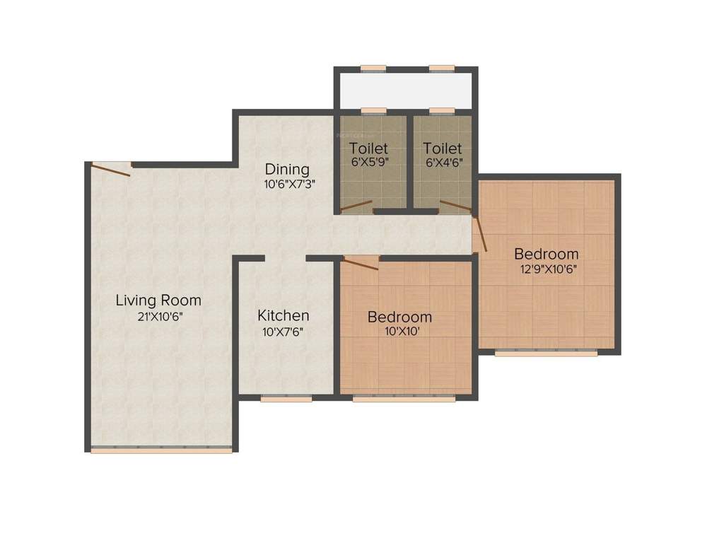 Kamla Aquina 2BHK+2T (1,180 sq ft)