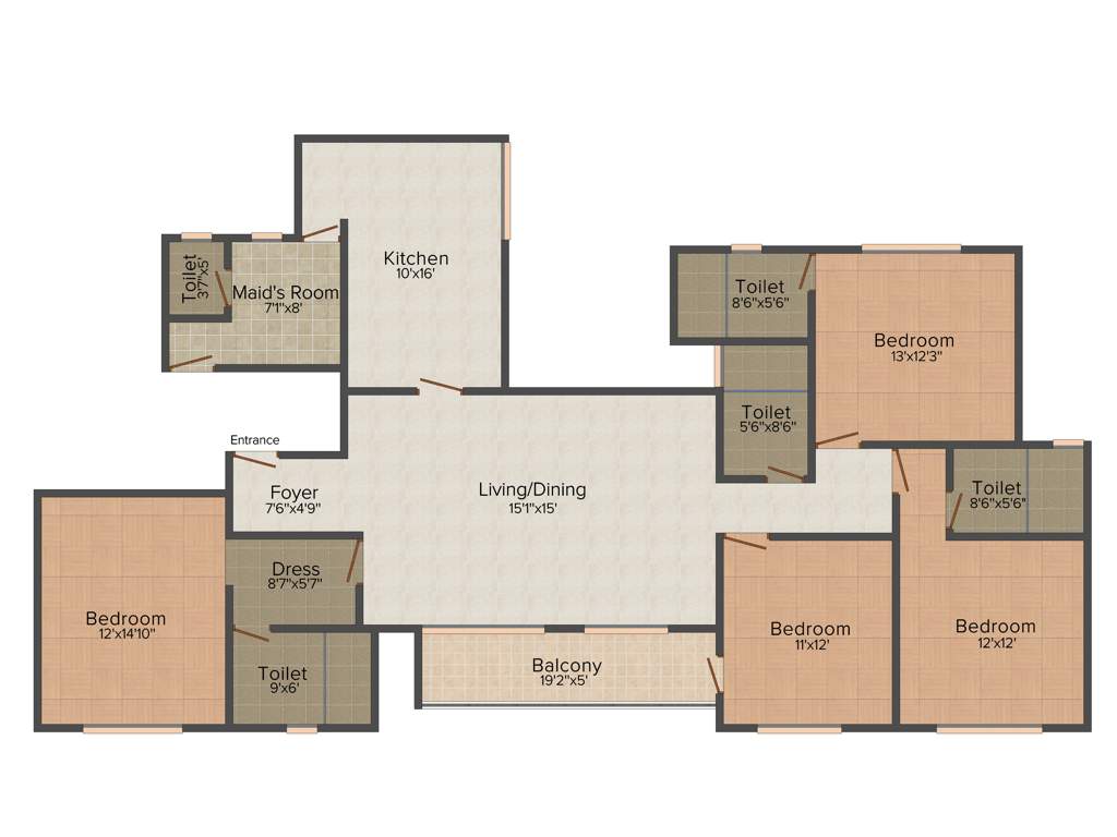 Prestige Misty Waters (4BHK+4T (2,375 sq ft) + Servant Room 2375 sq ft)