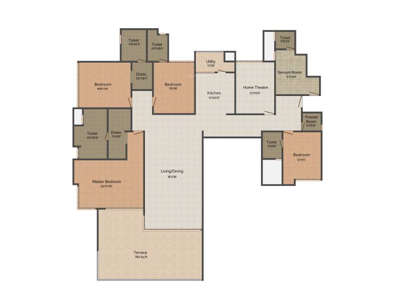 Marvel Aquanas (4BHK+5T (5,100 sq ft) + Servant Room 5100 sq ft)