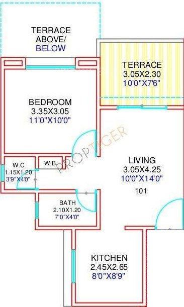 Mantra Moments (1BHK+1T (690 sq ft) 690 sq ft)