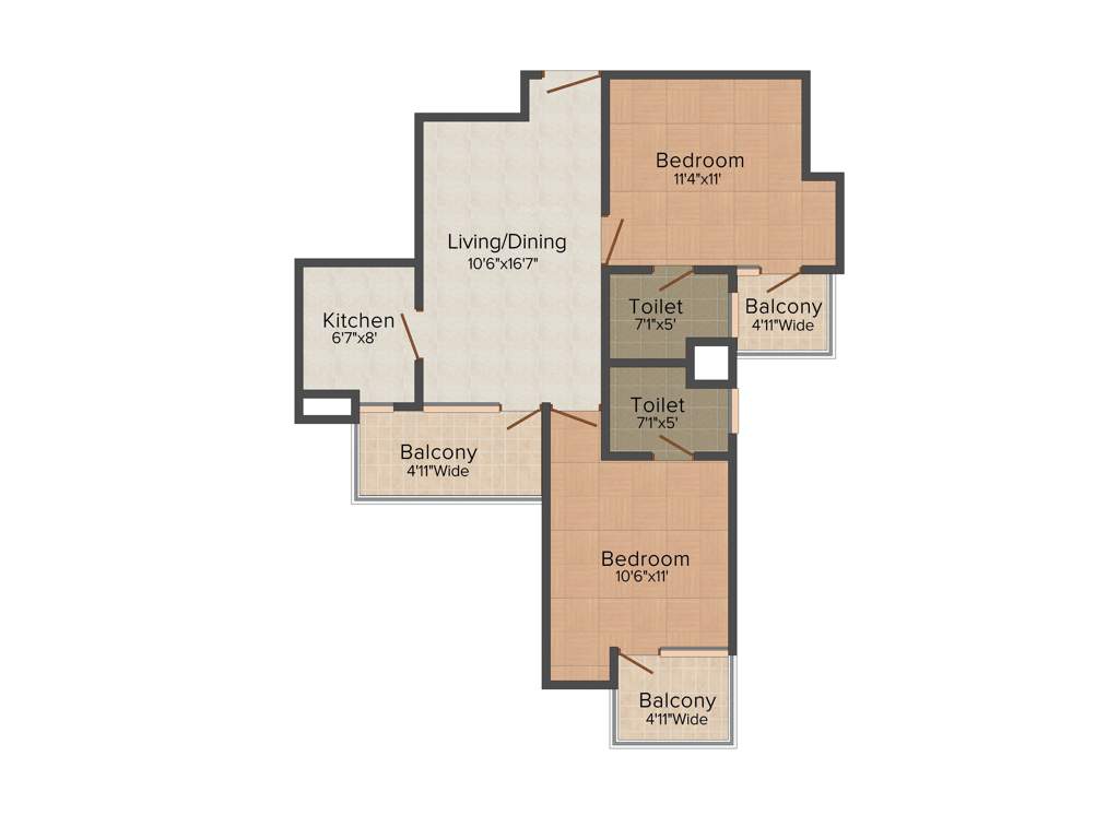 Amrapali Verona Heights (2BHK+2T (975 sq ft) 975 sq ft)