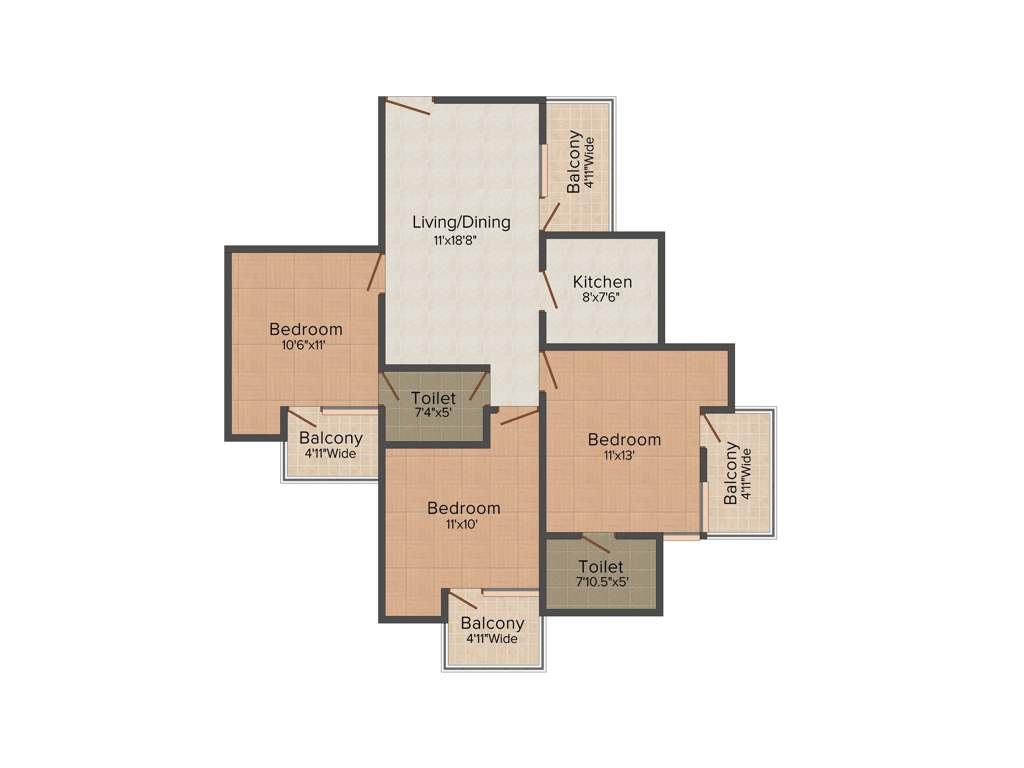 Amrapali Verona Heights (3BHK+2T (1,300 sq ft) 1300 sq ft)