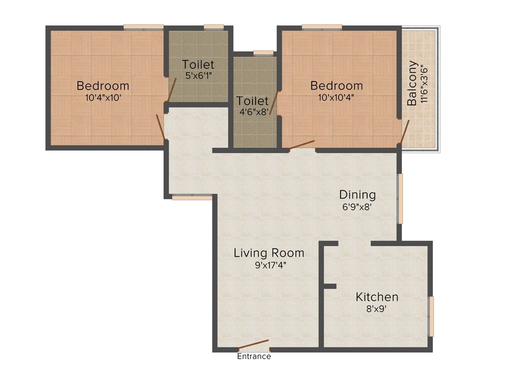 Royal Amritha (2BHK+2T (950 sq ft) 950 sq ft)