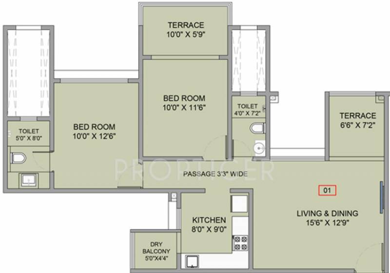 BramhaCorp F Residences (2BHK+2T (925 sq ft) 925 sq ft)