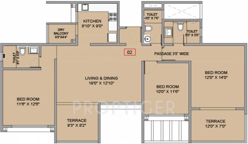 BramhaCorp F Residences (3BHK+3T (1,630 sq ft) 1630 sq ft)