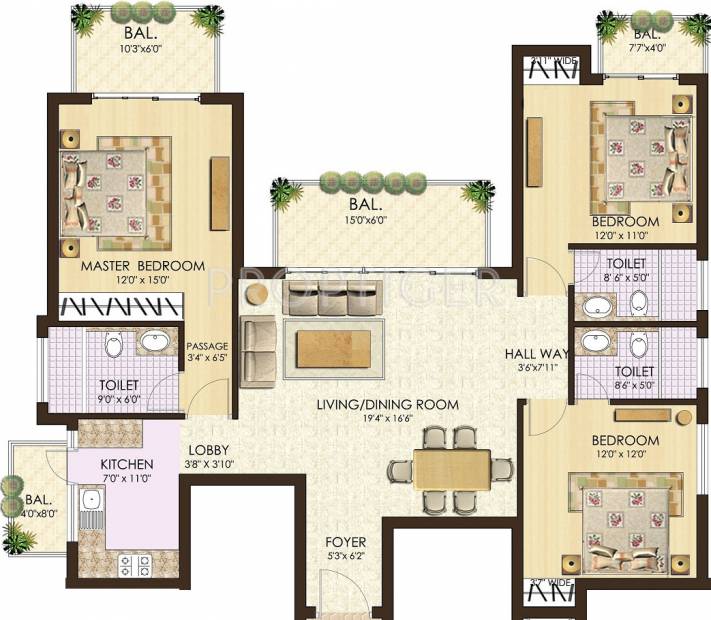 SS The Coralwood (3BHK+3T (1,890 sq ft) 1890 sq ft)