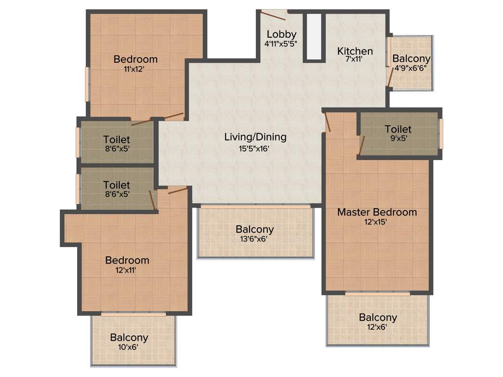 SS The Coralwood (3BHK+3T (1,750 sq ft) 1750 sq ft)