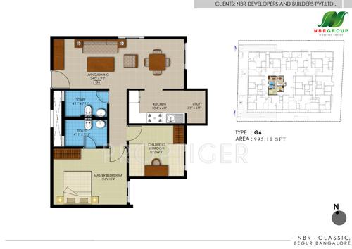 NBR Classic (2BHK+2T (995 sq ft) 995 sq ft)