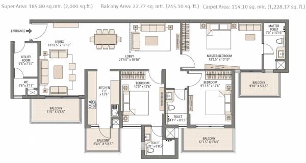 Emaar Imperial Gardens (3BHK+3T (2,000 sq ft) + Servant Room 2000 sq ft)