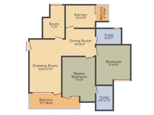 Eldeco Inspire (2BHK+2T (1,278 sq ft) + Study Room 1278 sq ft) Eldeco Inspire (2BHK+2T (1,278 sq ft) + Study Room 1278 sq ft)