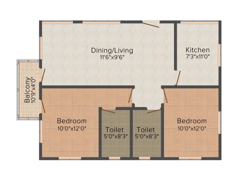 Mounthill Essence (2BHK+2T (1,198 sq ft) 1198 sq ft)