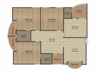 Kristal Pearl F and I (3BHK+3T (1,453 sq ft) 1453 sq ft)