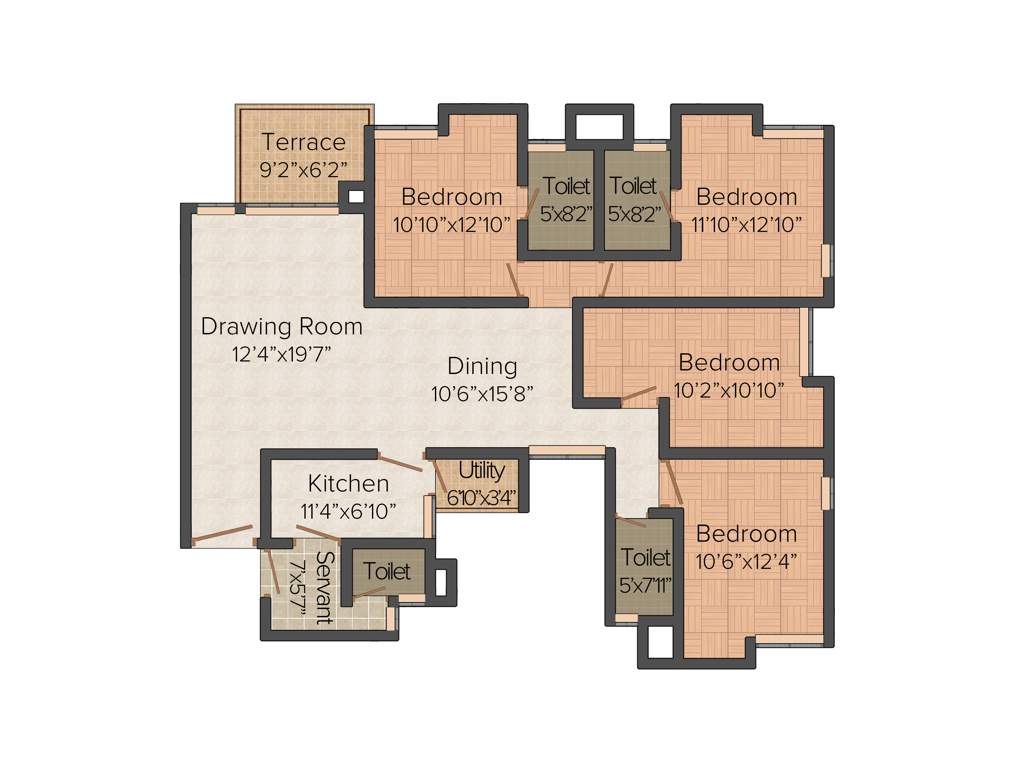 Sureka Sunrise Heights (4BHK+3T (2,138 sq ft)   Servant Room 2138 sq ft)