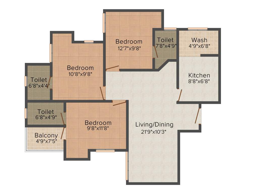 Infra Infra Prosper (3BHK+3T (1,255 sq ft) + Pooja Room 1255 sq ft)