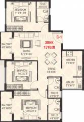 Abish Pearl Apartment (3BHK+3T (1,310 sq ft) 1310 sq ft)